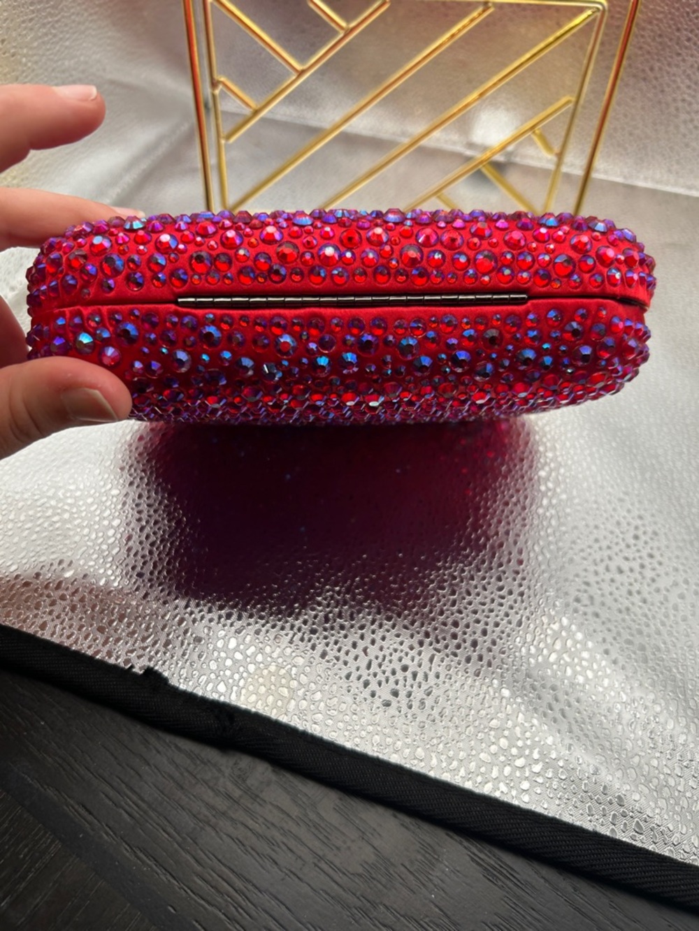 OLGA BERG Casey Hot Fix Crystal Clutch - Fuchsia - Picture 12 of 13